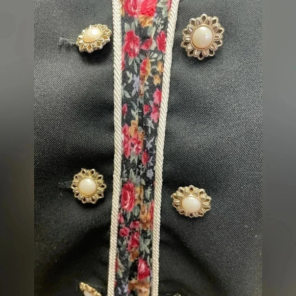 Vintage Euro Mode Floral Trim Button Blazer  Size 12 - Picture 10 of 11